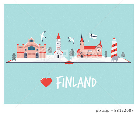 Greeting card with famous landmarks of Finland 83122087