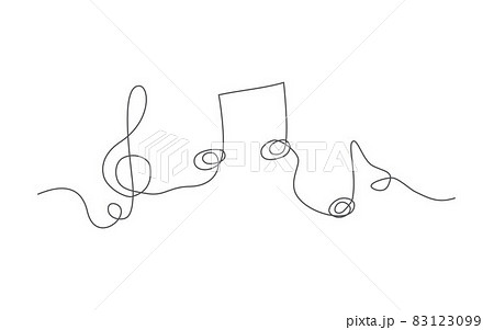 Music. One line drawing. Vector music in line style 83123099