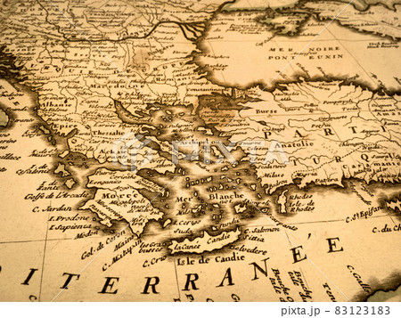 アンティークの世界地図 ギリシャとトルコの写真素材 1231