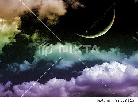 The moon in the night skyのイラスト素材 [83123315] - PIXTA