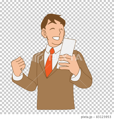 おみくじを見てよろこぶ男性 83123953
