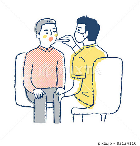 口を開ける患者と検査する医者 口を開ける患者と検査する医者 83124110