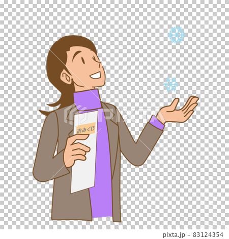 雪を手のひらで受ける女性 83124354