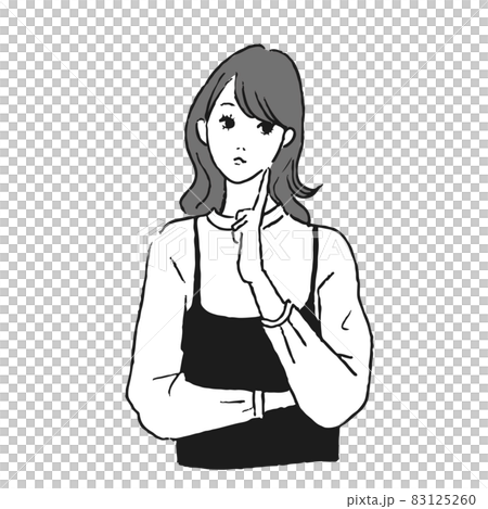 考え事をしている女性のベクターイラスト 83125260