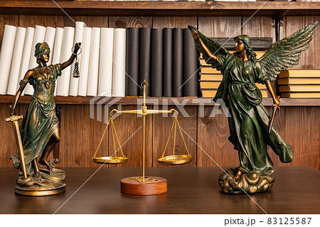 Sculpture of the ancient Greek goddess of victory Nike and goddess of justice Themis Sculpture of the ancient Greek goddess of victory Nike and goddess of justice Themis 83125587