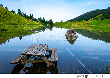 Lake of the Confins and Mountain landscape in La Clusaz, France 83127138