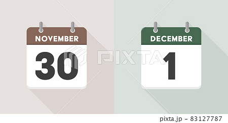 11月30日と12月1日の日めくりカレンダー：秋から冬への季節の変わり目 83127787