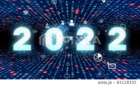 22年イメージ ビジネス向け年賀状素材 デジタルトランスフォーメーションの写真素材 1235
