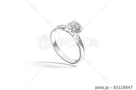 Blank silver ring with diamond mock up stand, half-turned view 83128847