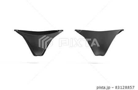 Blank black woman bikini swimming trunks mockup, front back view Blank black woman bikini swimming trunks mockup, front back view 83128857