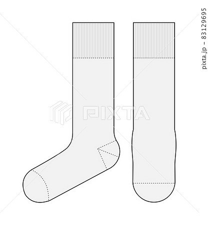ハイソックス テンプレートイラスト フロント サイド 白のイラスト素材