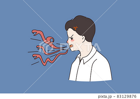 Angry man talk snakes and lizards telling lies  83129876