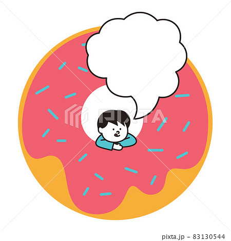 도넛의 구멍에서 얼굴을 내밀고있는 소년 풍선 일러스트 - 스톡일러스트 [83130544] - Pixta