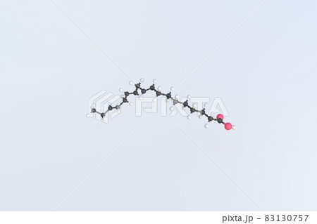 Linolenic acid molecule, scientific molecular model, looping 3d animation 83130757