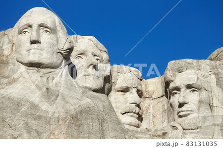 Mount Rushmore National Memorial on a sunny day, South Dakota, USA. 83131035