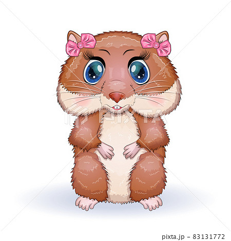 Cute Cartoon Hamster Characters Funny Animal のイラスト素材