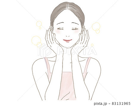 両手で頬を触っている女性 83131965