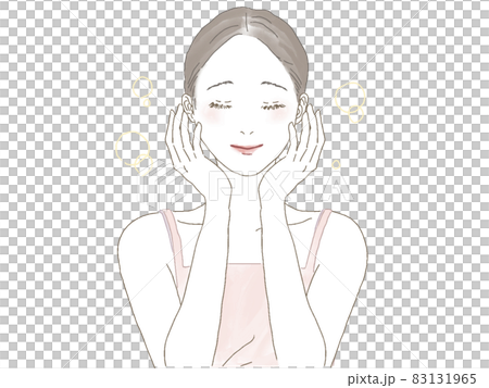 両手で頬を触っている女性 83131965
