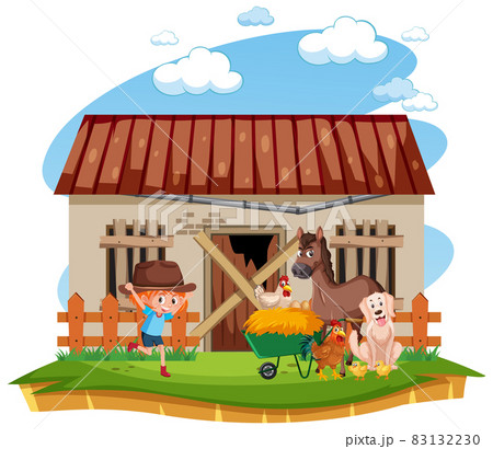 Girl at old broken farm house in the rural Girl at old broken farm house in the rural 83132230
