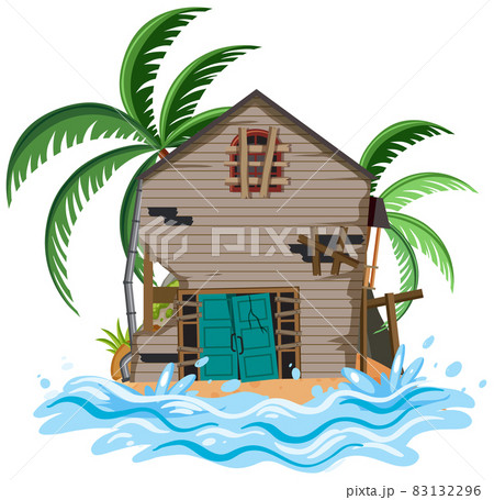 Abandon house on deserted island 83132296