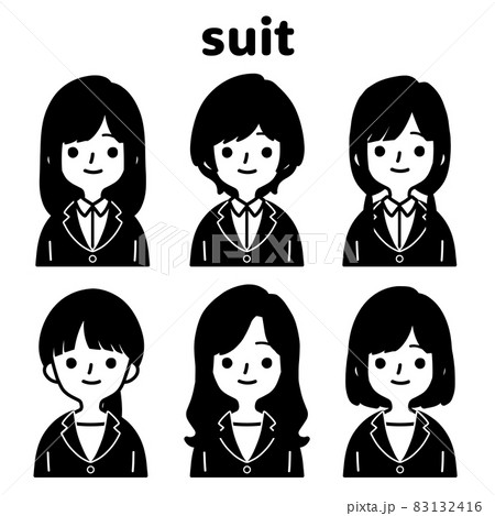 人物イラストセット_スーツの女性_モノトーン 83132416