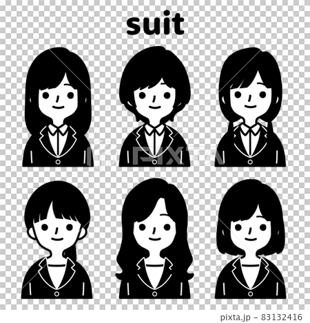 人物イラストセット_スーツの女性_モノトーン 83132416