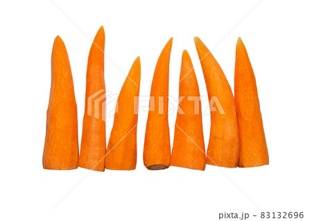 Fresh peeled carrots close-up on a white background. Vegetables for a healthy diet. Carrot frame for design. 83132696
