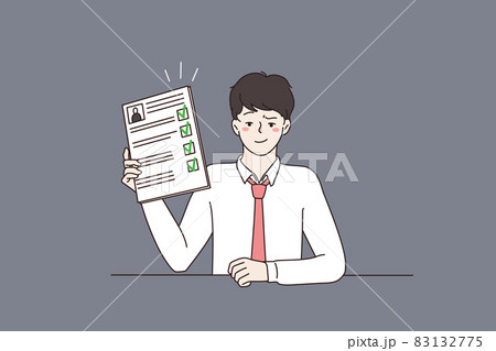 Confident male job applicant show perfect CV Confident male job applicant show perfect CV 83132775