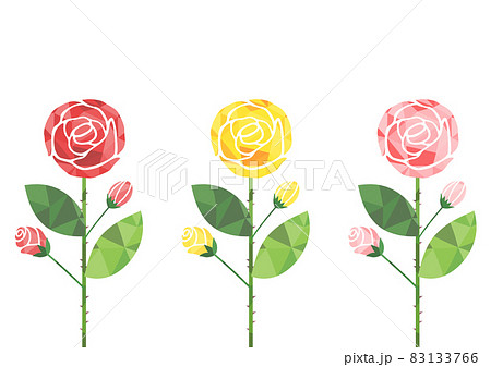 バラの花のイラストセット 白背景 ベクター 切り抜き のイラスト素材