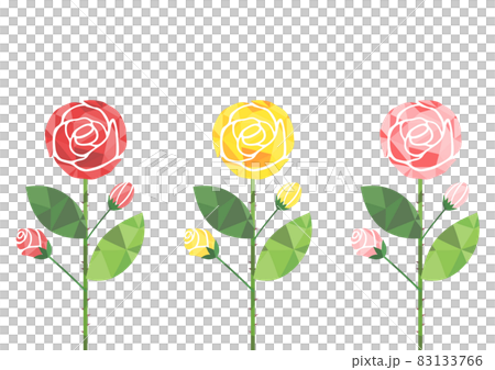 バラの花のイラストセット 白背景 ベクター 切り抜き のイラスト素材