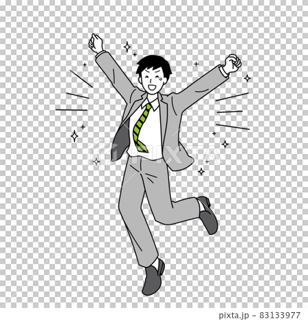 喜ぶスーツの男性　全身 83133977