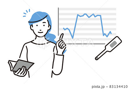 人物 基礎体温表に指をさす女性 83134410