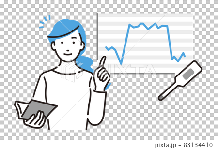 人物 基礎体温表に指をさす女性 83134410