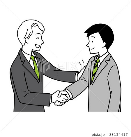 Upper body of a man in a suit shaking hands... - Stock Illustration  [83134417] - PIXTA