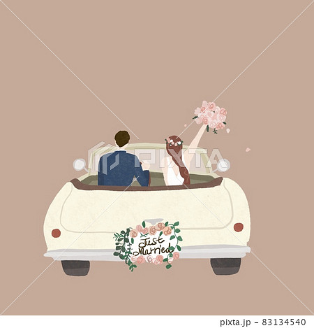 新娘車 新娘和新郎在車裡 新娘 婚禮 婚禮a 插圖素材 圖庫