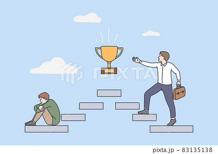 Motivated man on career steps to goal achievement のイラスト素材 [83135138 ...