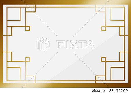 高級感のある中華風背景 横位置 ホワイト ゴールドのイラスト素材