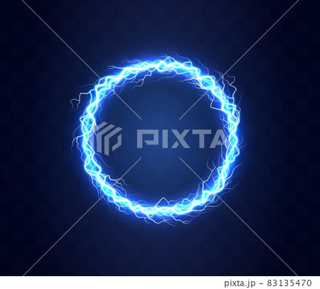 Realistic circle of thunder storm lightnings. Realistic circle of thunder storm lightnings. 83135470