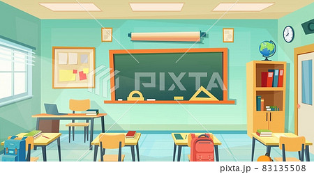 Empty school classroom in cartoon style. - Stock Illustration [83135508] -  PIXTA