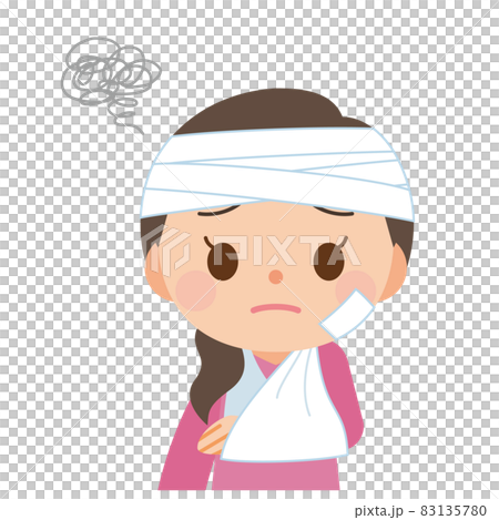 怪我をして包帯を巻いている人 83135780