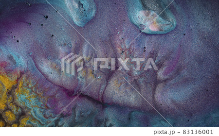 Beautiful acrylic color abstract background. Colored marble mixed ink abstraction 83136001