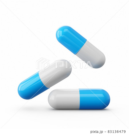 3D rendering Capsule pills isolated on white background 83136479