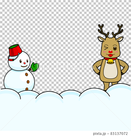 Christmas background material (with reindeer, snowman, outline) Christmas background material (with reindeer, snowman, outline) 83137072