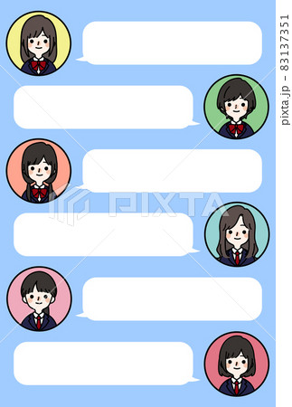 人物アイコンセット_女子高生_吹き出し 人物アイコンセット_女子高生_吹き出し 83137351