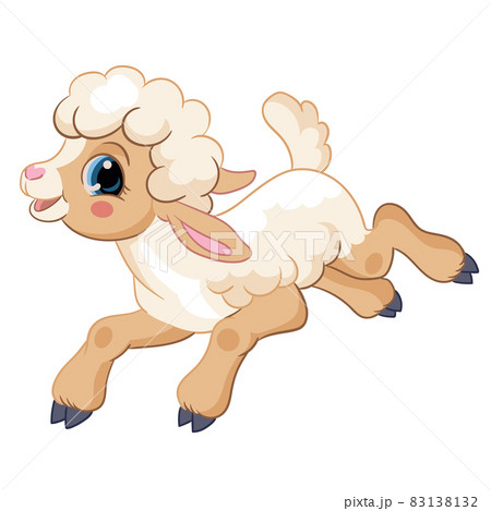 Little cute cartoon jumping deer vector illustration 83138132