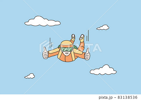 Happy skydiver jump with parachute Happy skydiver jump with parachute 83138536