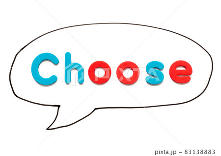 Alphabet letter with word choose in black line hand drawing as bubble speech on white board background Alphabet letter with word choose in black line hand drawing as bubble speech on white board background 83138883
