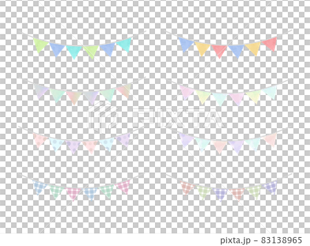 插圖素材：水彩風格多彩花環套裝 83138965