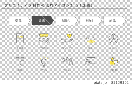クリエイティブ制作のフローのアイコンセット2_5(企画) クリエイティブ制作のフローのアイコンセット2_5(企画) 83139391
