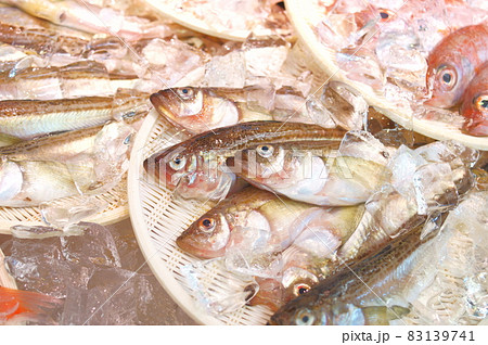 能登半島の市場で売られる新鮮な魚 83139741